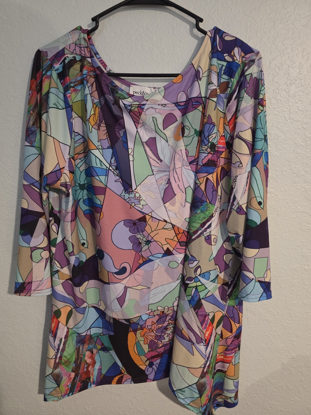 Peck & Peck Multicolor Abstract Print Women's Top - Pastel Purple Mix